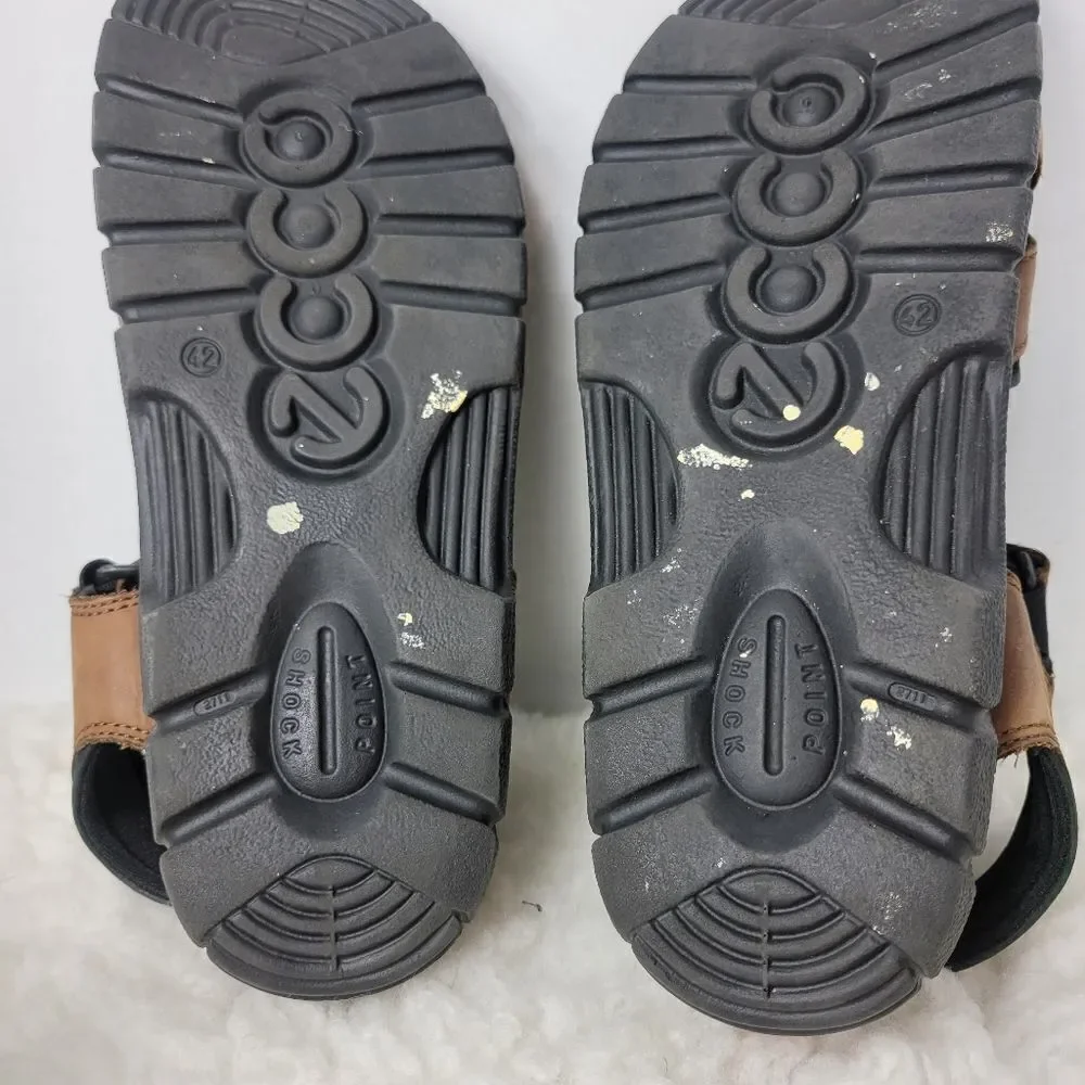 ECCO Cosmo Men's Size 9 Sandals  Brown Leather Shoes